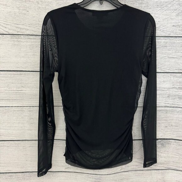NWOT Sanctuary Long Sleeve Sheer Mesh Top Ruched Details S - Picture 2 of 2